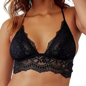 Free People Maya Longline Bralette in Black XS